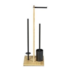 WENKO Stand WC-Garnitur Rivalta Allegre aus Rattan und Bambus mit WC-Bürste und Papierhalter.