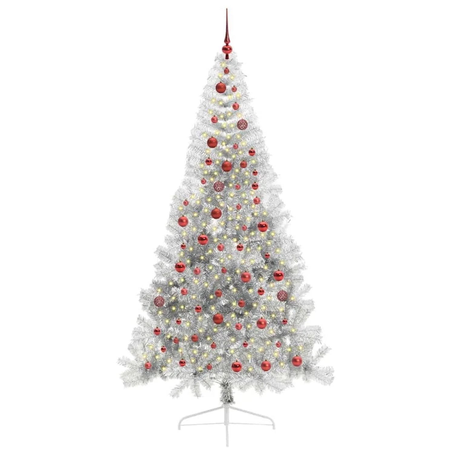 vidaXL Künstlicher Vorbeleuchteter Weihnachtsbaum Silber 210 cm 3397219