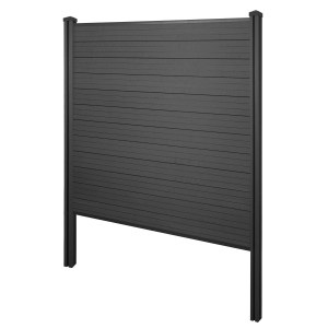 MCW WPC-Sichtschutz Savoie, Basiselement in Anthrazit. Windschutz Zaun mit WPC-Pfosten zum Einbetonieren.