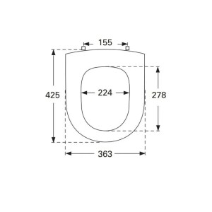 Villeroy & Boch WC-Sitzring ohne Deckel: Technisches Maßbild der ovalen Form mit allen relevanten Abmessungen.