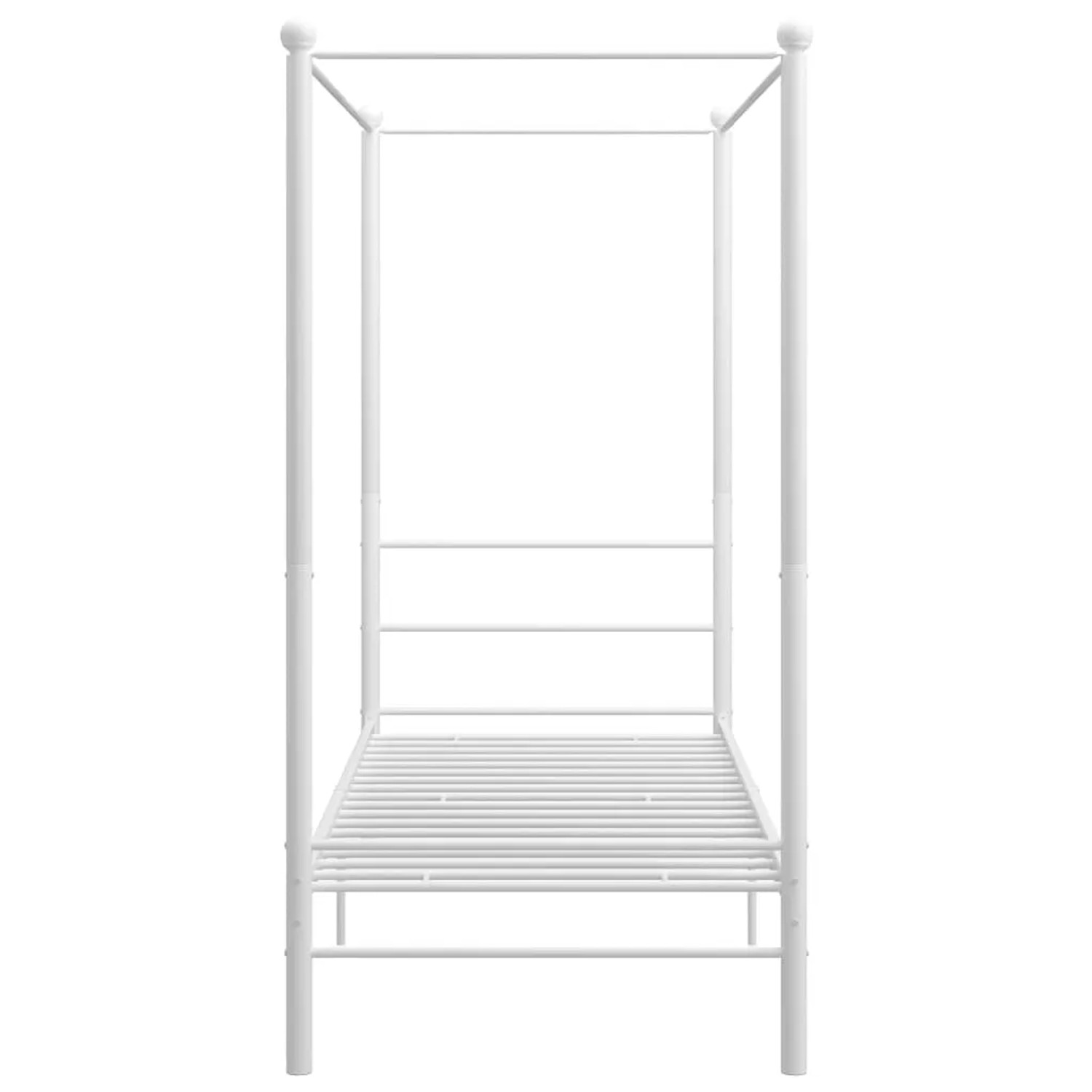 Weißes Metall Himmelbett (100x200 cm) von vidaXL. Bettgestell mit Lattenrost für erholsamen Schlaf.