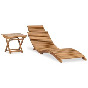 vidaXL Klappbare Sonnenliege mit Tisch aus Teak Massivholz für Garten & Terrasse.
