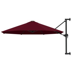 Burgunderroter vidaXL Wand-Sonnenschirm 300cm mit Metallmast für Balkon & Terrasse.