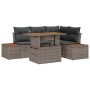 Graues 5-tlg. vidaXL Garten-Sofa-Set aus Poly Rattan mit Tisch und Stauraum.