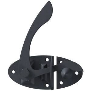 Graphitgraue Gartentorfalle Ovado aus verzinktem Stahl, 8,5x6cm, für Gartentore.