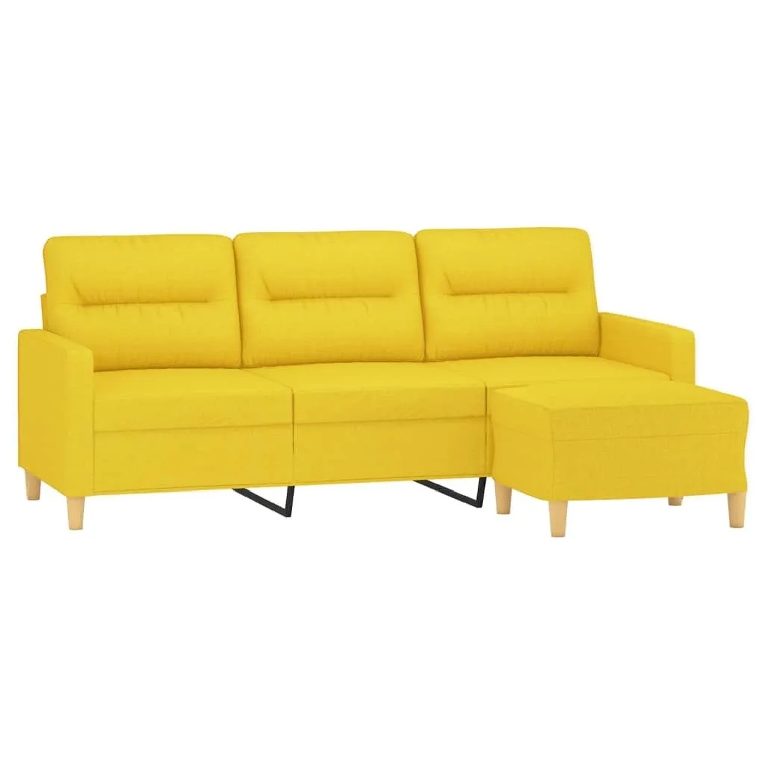 vidaXL 3-Sitzer-Sofa mit Hocker Hellgelb 180 cm Stoff 3201078 günstig online kaufen