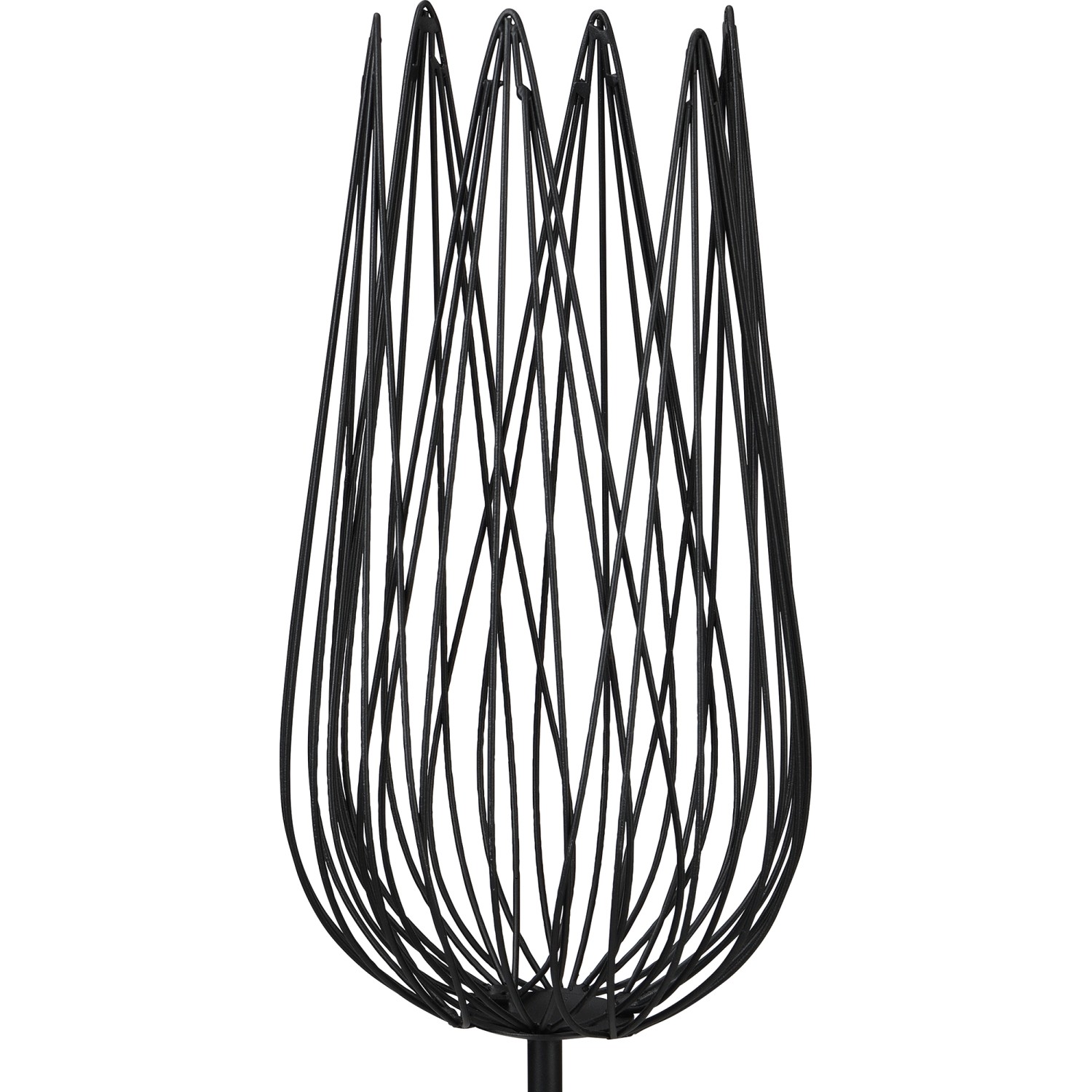 Schwarzer Gartenstecker Tulpe, 130 cm, aus Metall zur Gartendekoration.