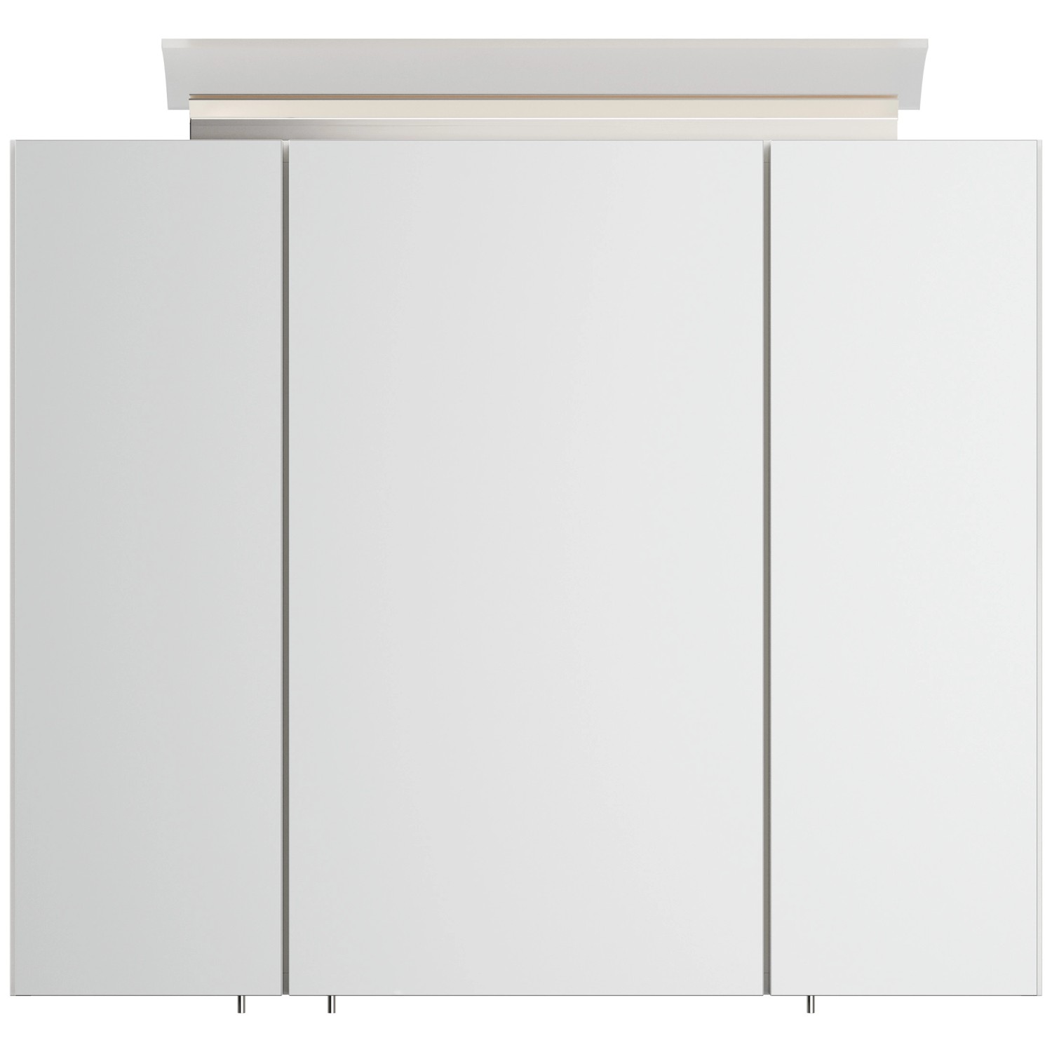 Posseik Spiegelschrank, 75 cm, mit LED-Lampe und Glasböden, Weiß Hochglanz.