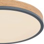 Globo LED-Deckenleuchte Doro, graphitfarben mit Holzoptik, dimmbar und mit Fernbedienung.