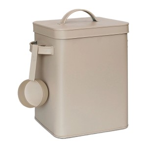 Relaxdays Vorratsdose Eisen Beige Luftdicht Mit Dosierlöffel 27,5 cm x 24,5 cm x 16 cm 0,9 kg