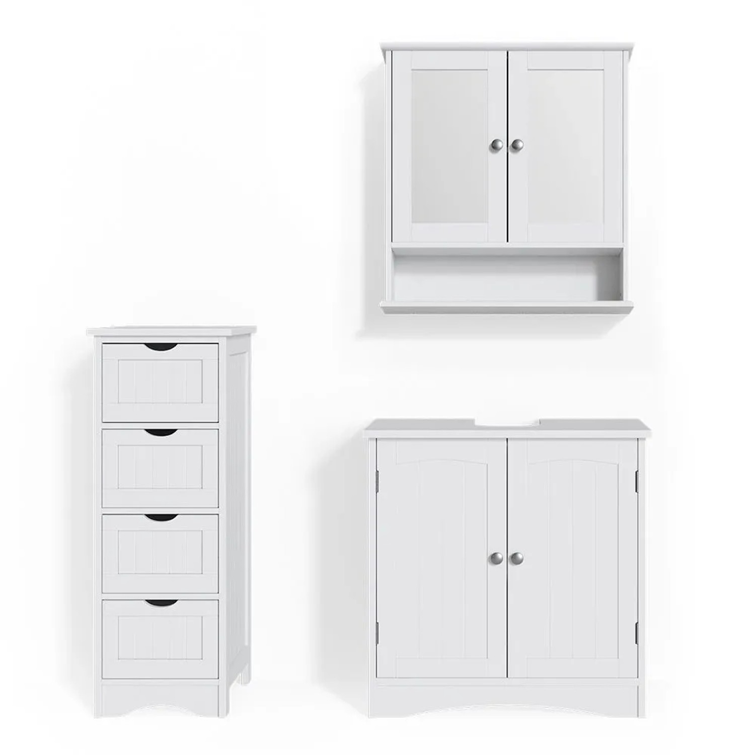 Vicco Badmöbel-Set Bianco Weiß 60 x 60 3-teilig