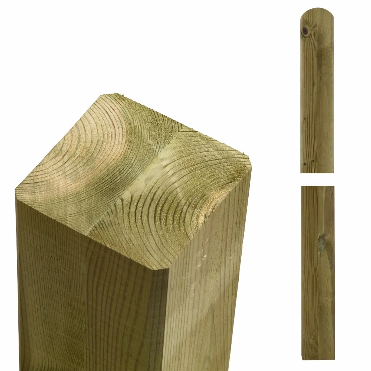 Zaunpfosten Leimholz Kiefer druckimprägniert 9 cm x 9 cm x 298 cm Kopf gerundet
