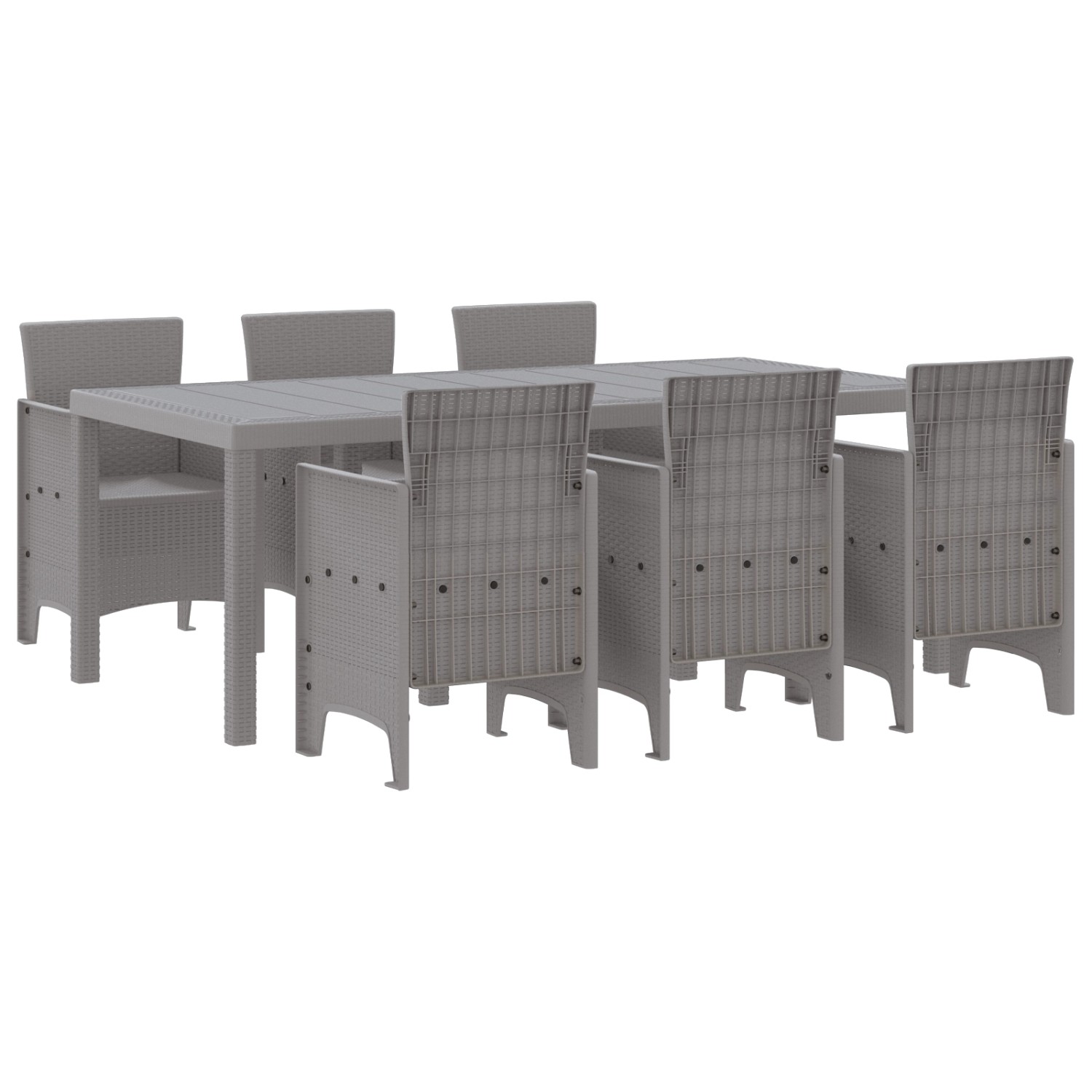 vidaXL 7-Teiliges Gartentischset Hellgraues Poly Rattan 3378727 günstig online kaufen