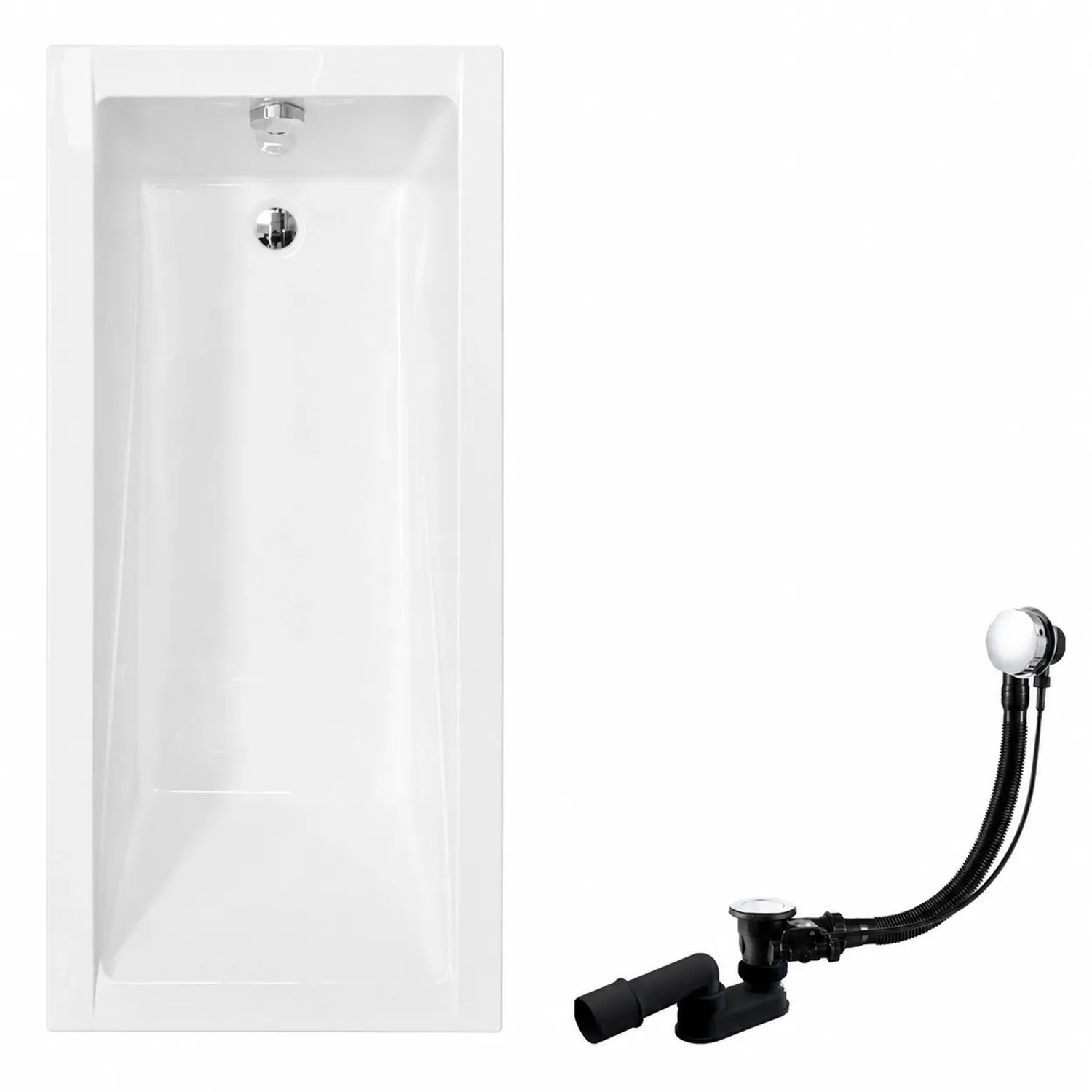 KOLMAN Badewanne Rechteck 130 x 70 Cm Mit Bambus Badewannenablage Inkl. Ablauf Und Füße