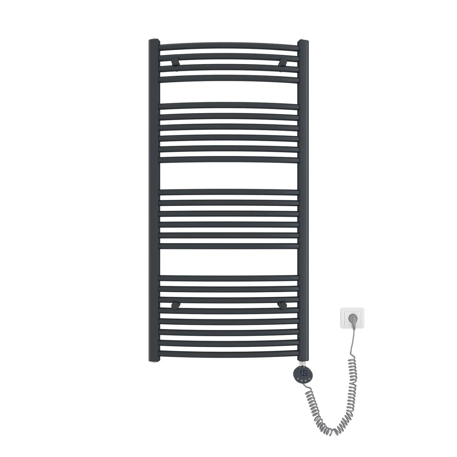 Emke Elektrischer Badheizkörper Gebogen mit Thermostat Handtuchtrockner mit Heizstab 120x50cm 600W Anthrazit