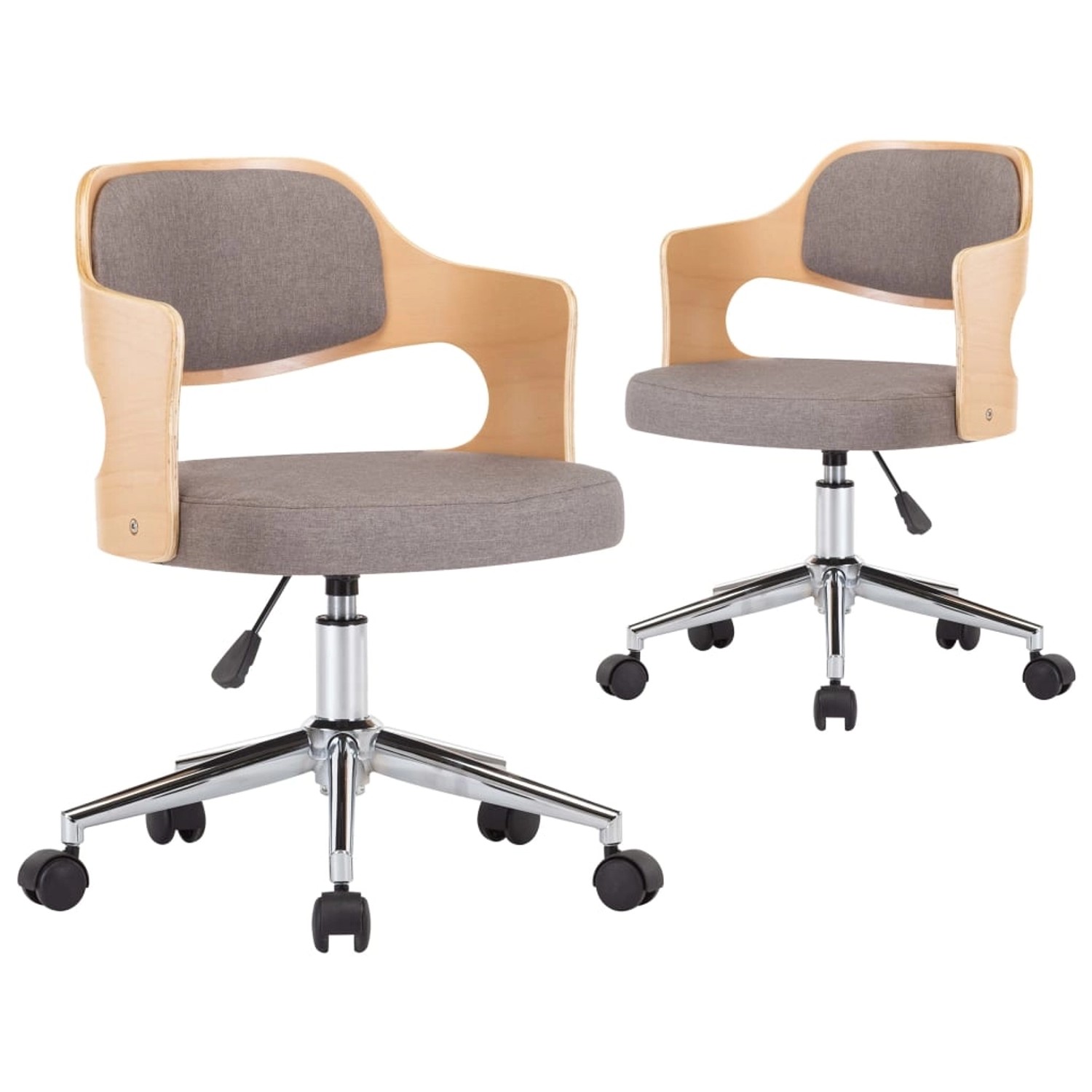 vidaXL Esszimmerstühle 2 Stk Drehbar Taupe Bugholz und Stoff 3054941