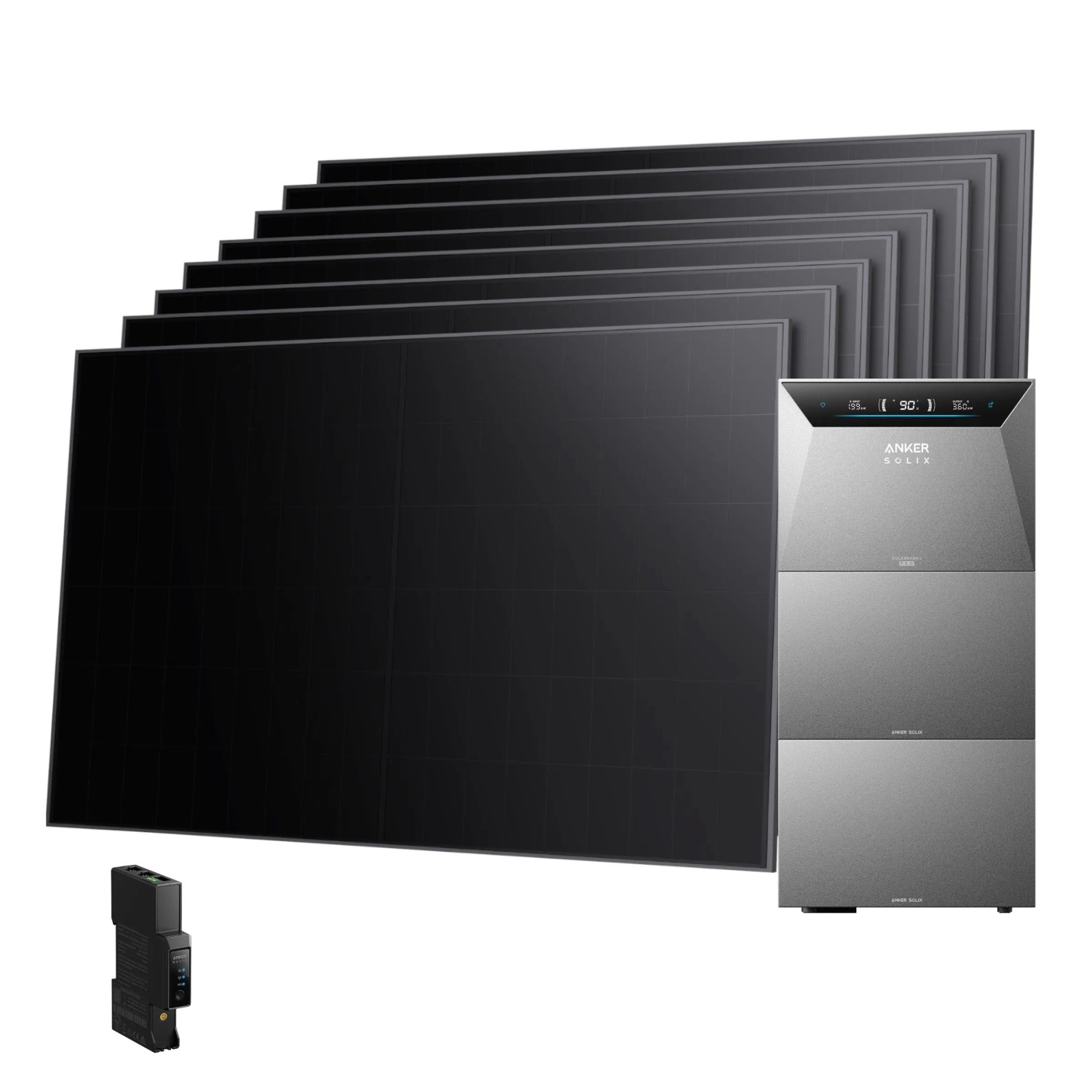 Anker SOLIX Balkonkraftwerk 8×480 Wp mit Solarbank 4 E5000 Pro, Zwei BP5000 Erweiterungsakku und Smart Meter Gen 2