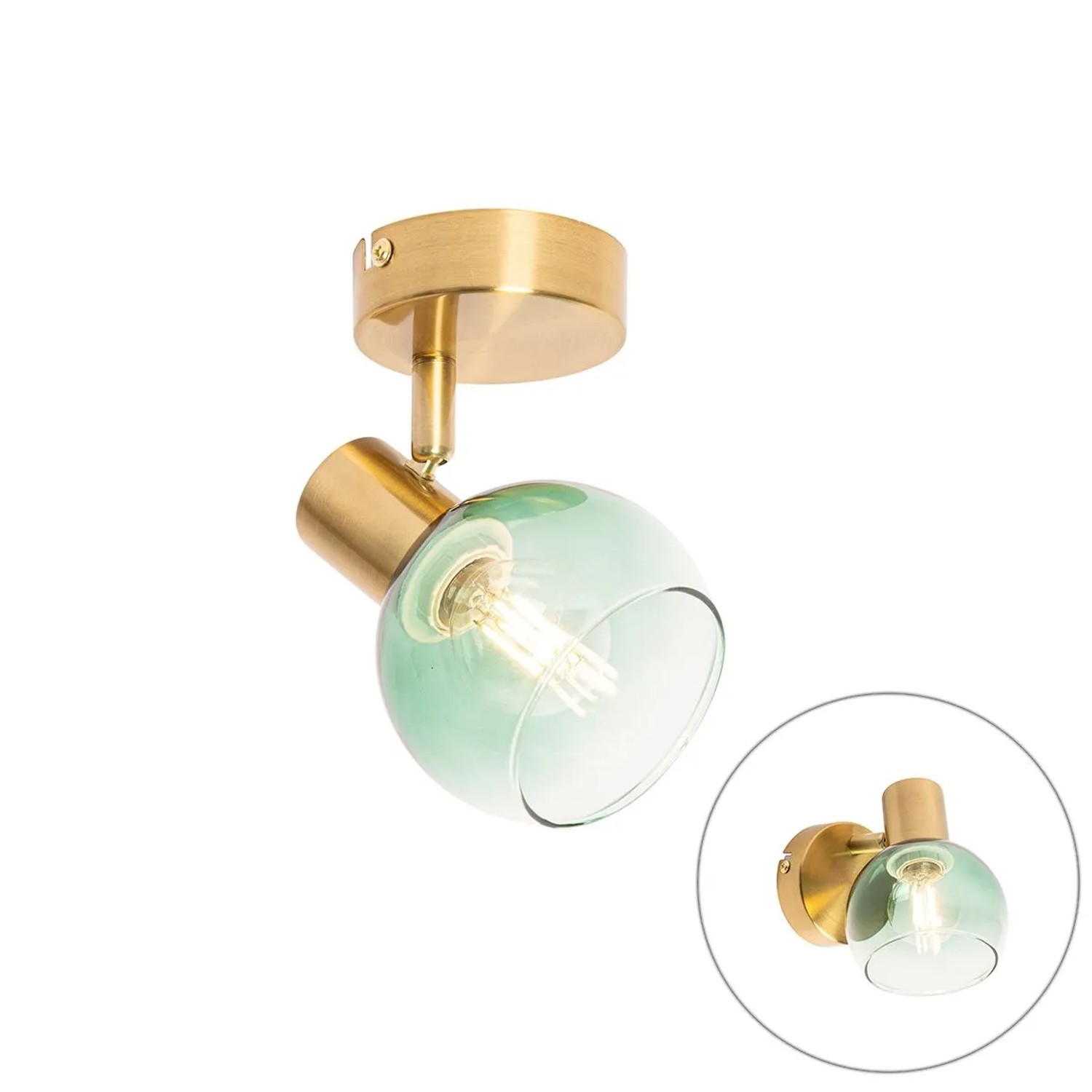 QAZQA Art Deco Spot Gold mit Grünem Glas Vidro