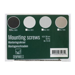 Denpanels Schrauben, schwarz, TX20, 50 Stück, für Akustikpaneele.