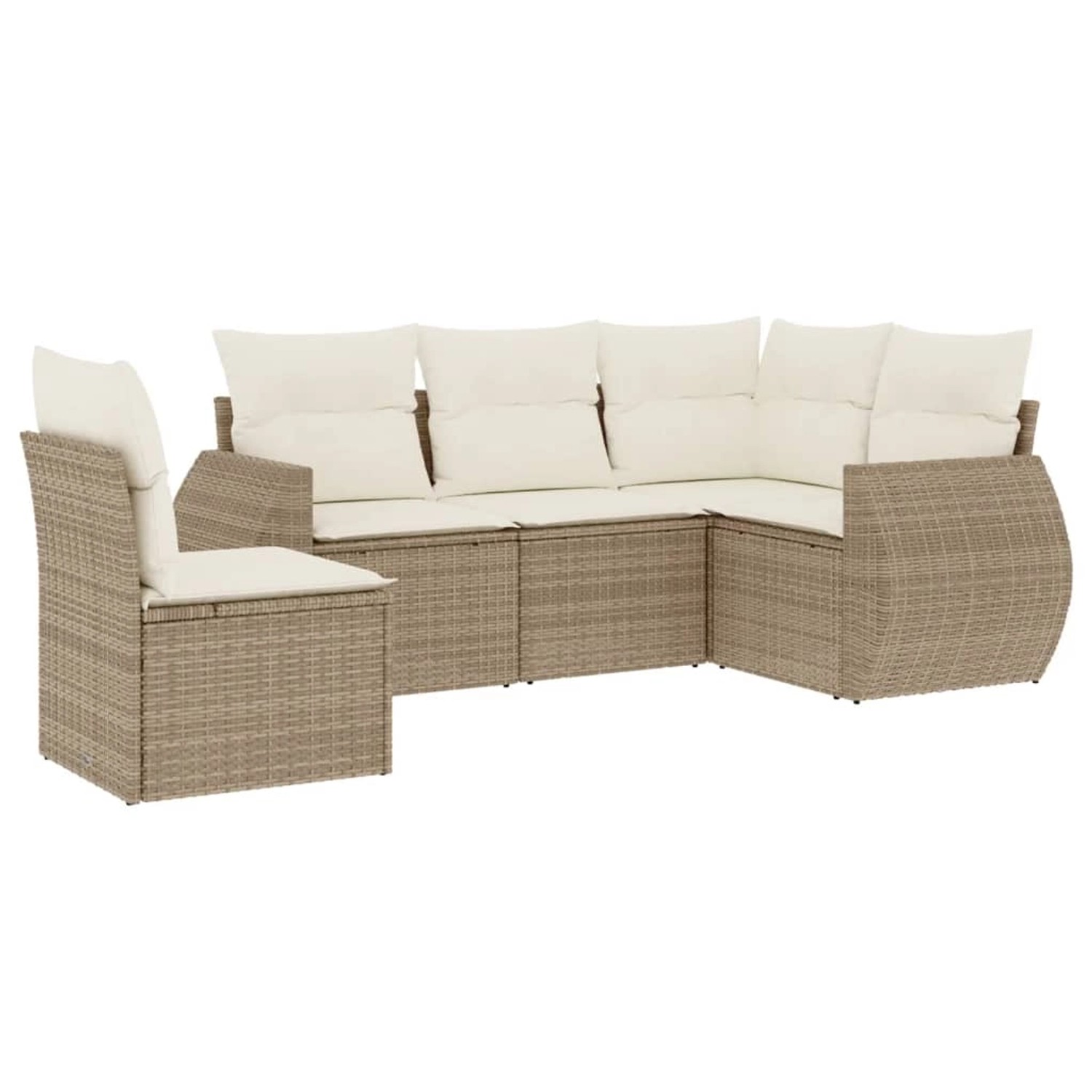 vidaXL 5-Tlg Garten-Sofagarnitur mit Kissen Beige Poly Rattan 3253705