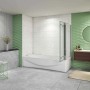 AICA Badewanneaufsatz 130x140cm mit Seitenwand, 3-teilige Faltwand aus 6mm ESG Glas.