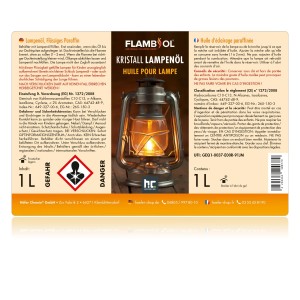Flasche Flambiol Lampenöl, hochrein, kristallklar, 1 Liter. Brennstoff für Lampen und Fackeln.