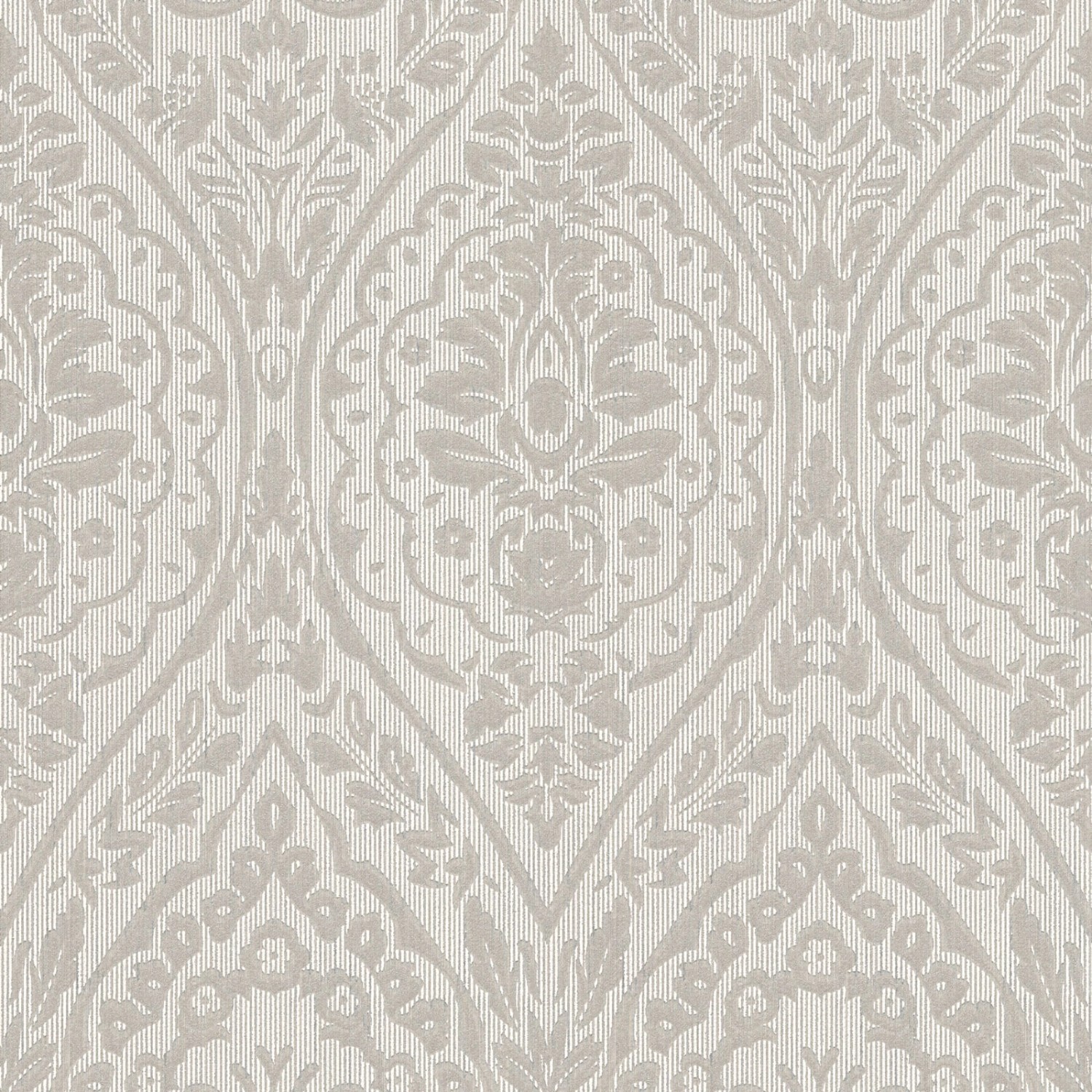 Bricoflor Landhaus Textiltapete in Grau Romantische Textil Vliestapete in Hellgrau Floral Ornament Tapete mit Barock Mus