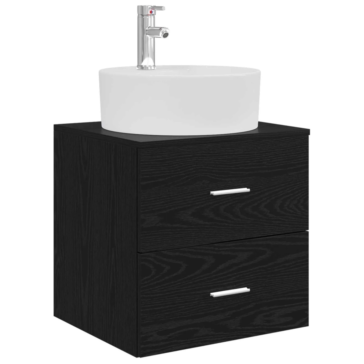 vidaXL Wandmontierte Waschtisch Schwarz Eichen-Optik 890295
