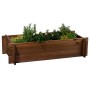 Dunkelbraunes Dobar Steck-Hochbeet aus Holz, bepflanzt mit Kräutern und Blumen.