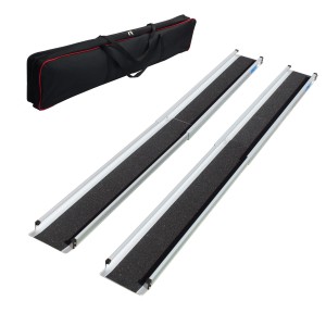 TRUTZHOLM Teleskoprampen-Set: 2 Alu-Rollstuhlrampen (135-244 cm) mit Antirutschbeschichtung und Tragetasche.