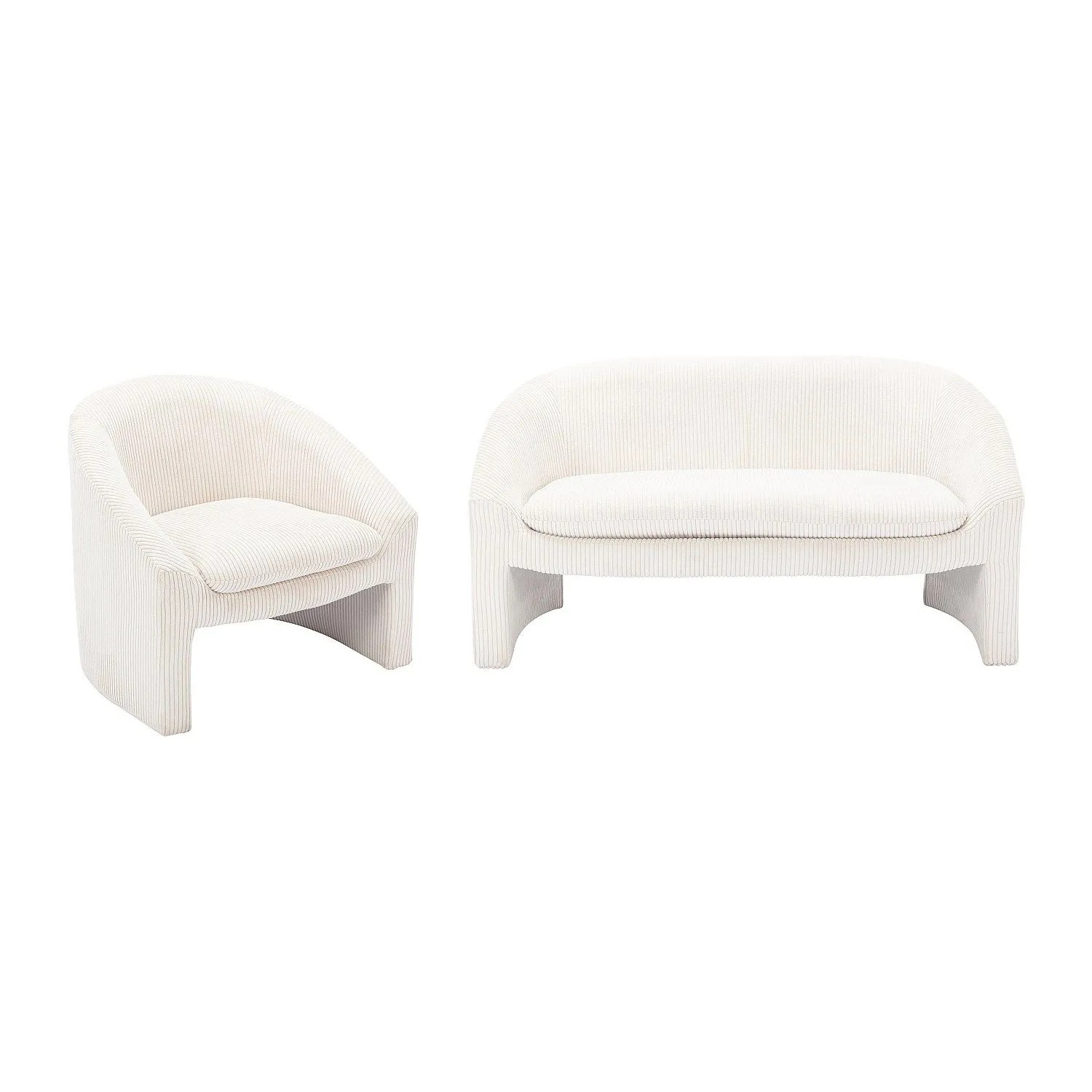Vente-unique Couchgarnitur Mit Sessel Ossana Cremefarben 137 cm  83 cm