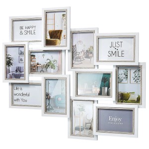 Kobolo Bilderrahmen Collage BIG Holz Weiß Grau 12 Bilder 62x53 cm