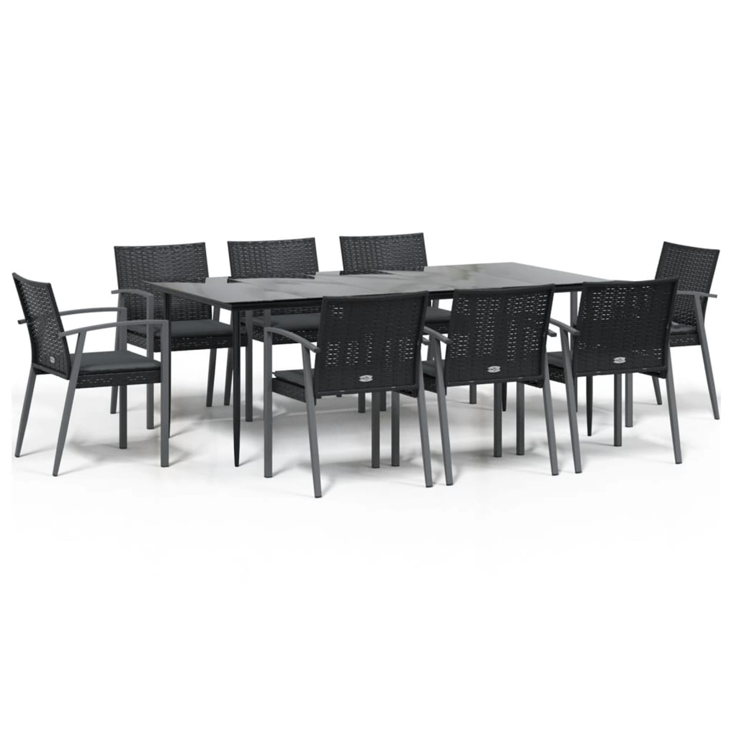 vidaXL 9-Tlg Garten-Essgruppe mit Kissen Poly Rattan und Stahl 3186984 günstig online kaufen