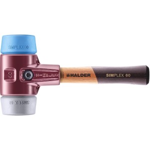 Halder Simplex Schonhammer Ø 60 mm TPE-soft Blau   TPE-mid Grau Kurzer Stiel mit Tempergussgehäuse