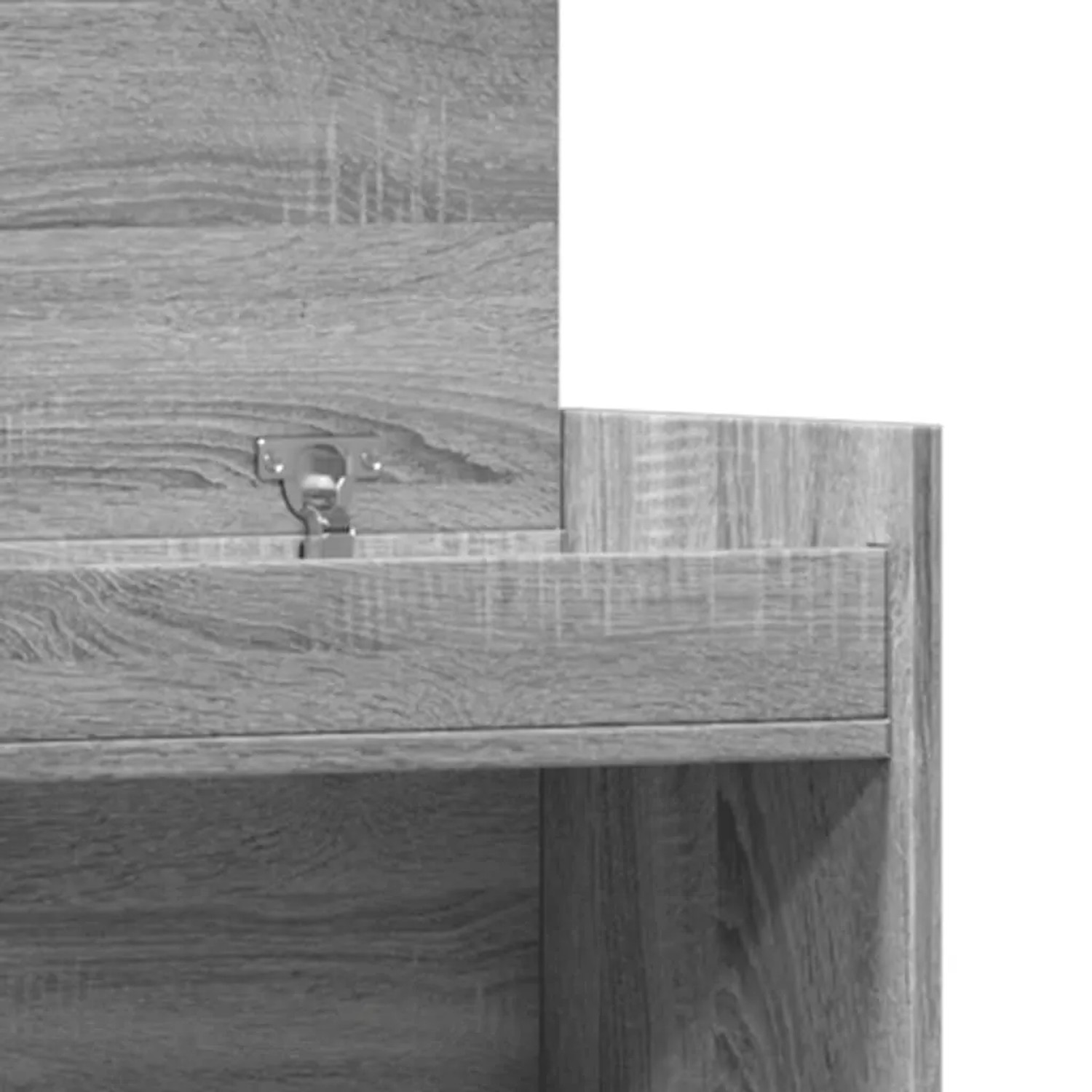 Detailansicht: Grauer Schuhschrank Sonoma, Holzwerkstoff, mit Schublade und Fächern.