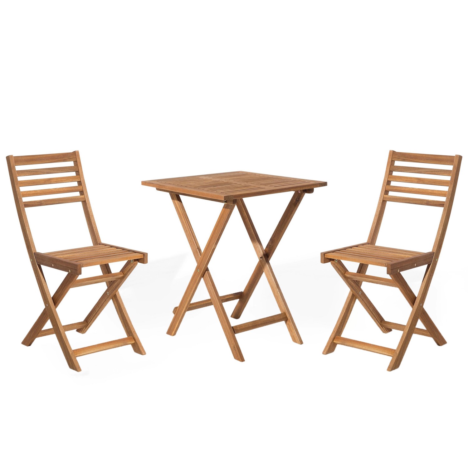 Beliani Bistro Set Heller Holzfarbton 60x60x84