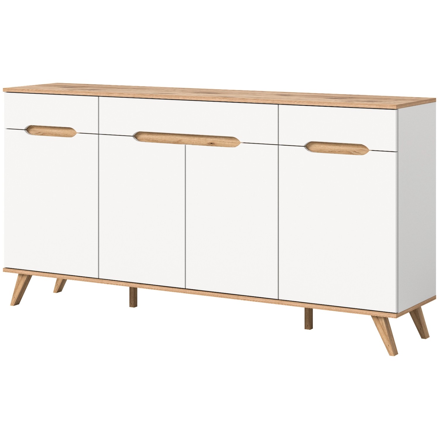 Inn.Furn Sideboard Weiß Eiche 185 cm mit Soft-Close-Funktion Hygge günstig online kaufen
