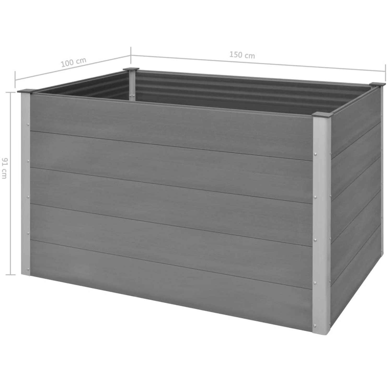 vidaXL Garten-Hochbeet WPC 150x100x91 cm Grau 658674