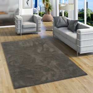 Anthrazitfarbener Hochflor Teppich (160x230cm) der Marke Pergamon, superweich und luxuriös.