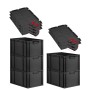 PROREGAL SuperSparSet: 5 schwarze Euroboxen mit Deckel und roten Verschlüssen, 65 Liter.