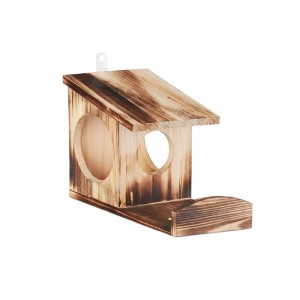 Relaxdays Eichhörnchen Futterhaus Tannenholz Geflammt Zum Hängen 17,5 cm x 14 cm x 25 cm 430 g
