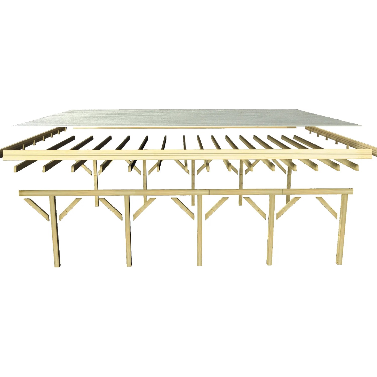 Karibu Caravan Carport mit 350 cm Durchfahrtshöhe, Holzkonstruktion mit PVC-Dach.