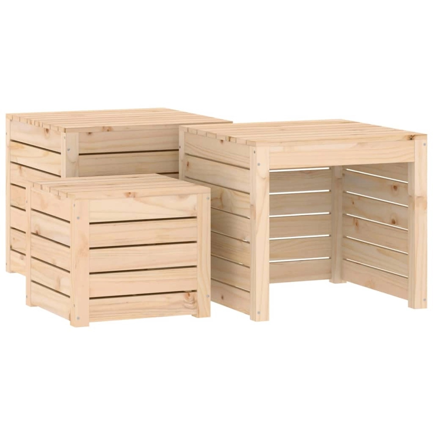 Vidaxl 3-tlg. Gartenbox-set Massivholz Kiefer günstig online kaufen