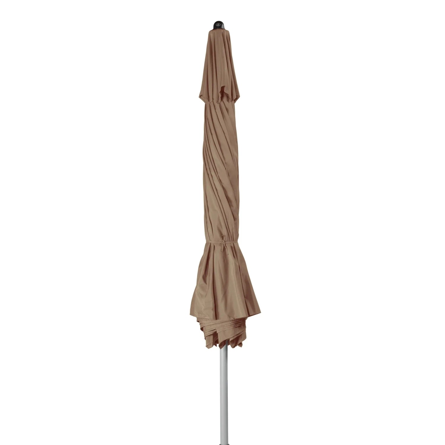 Geschlossener, greiger Doppler Marktschirm Active Ø 376 cm mit Kurbelmechanik.