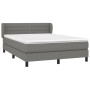vidaXL Boxspringbett, dunkelgrau, 140x190 cm. Stoffbezogenes Bett mit Matratze und Kopfteil.
