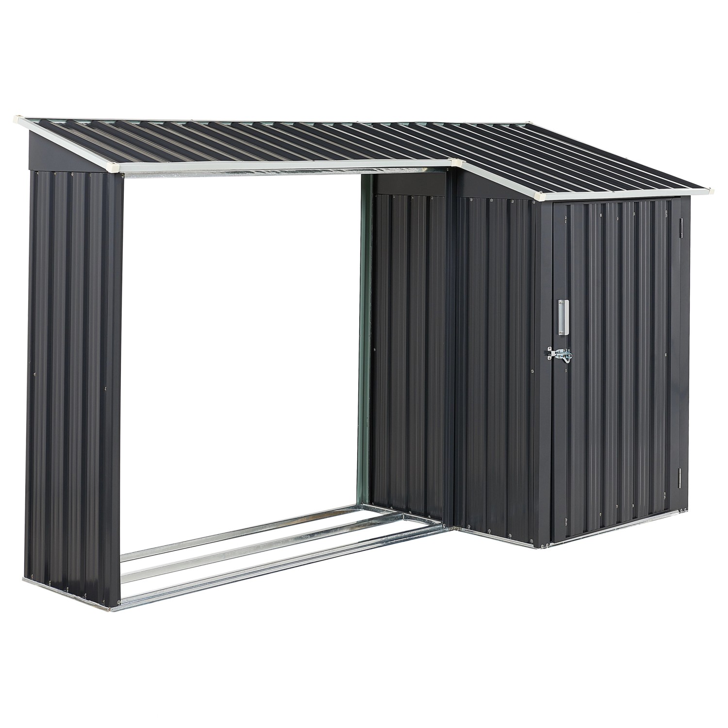 Beliani Gerätehaus mit Holzunterstand AOSTA Graphitgrau 105x270x158 günstig online kaufen