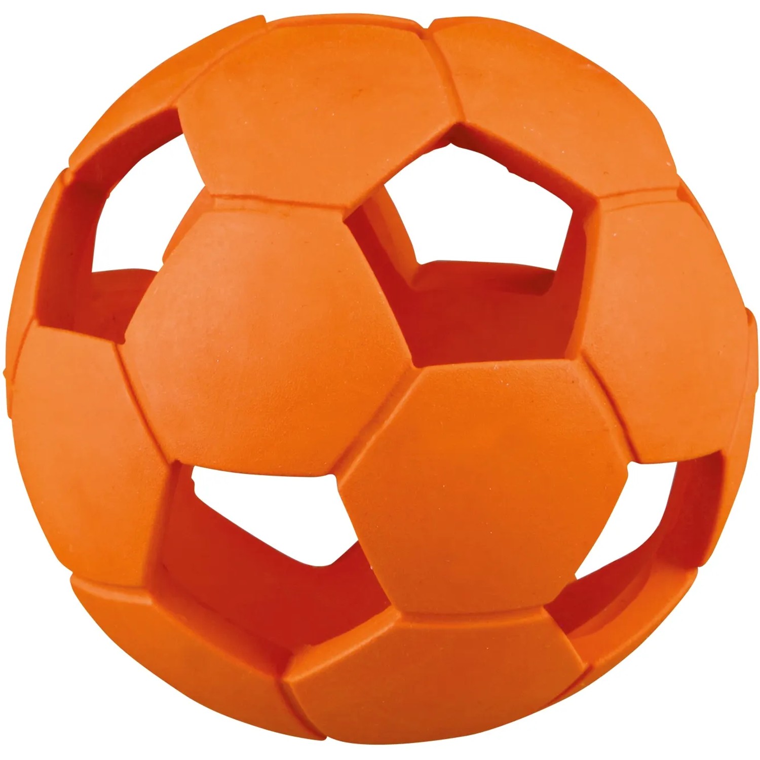 Oranger Jollypaw Lochball aus Naturgummi, 7 cm Durchmesser, befüllbares Apportierspielzeug für Hunde.