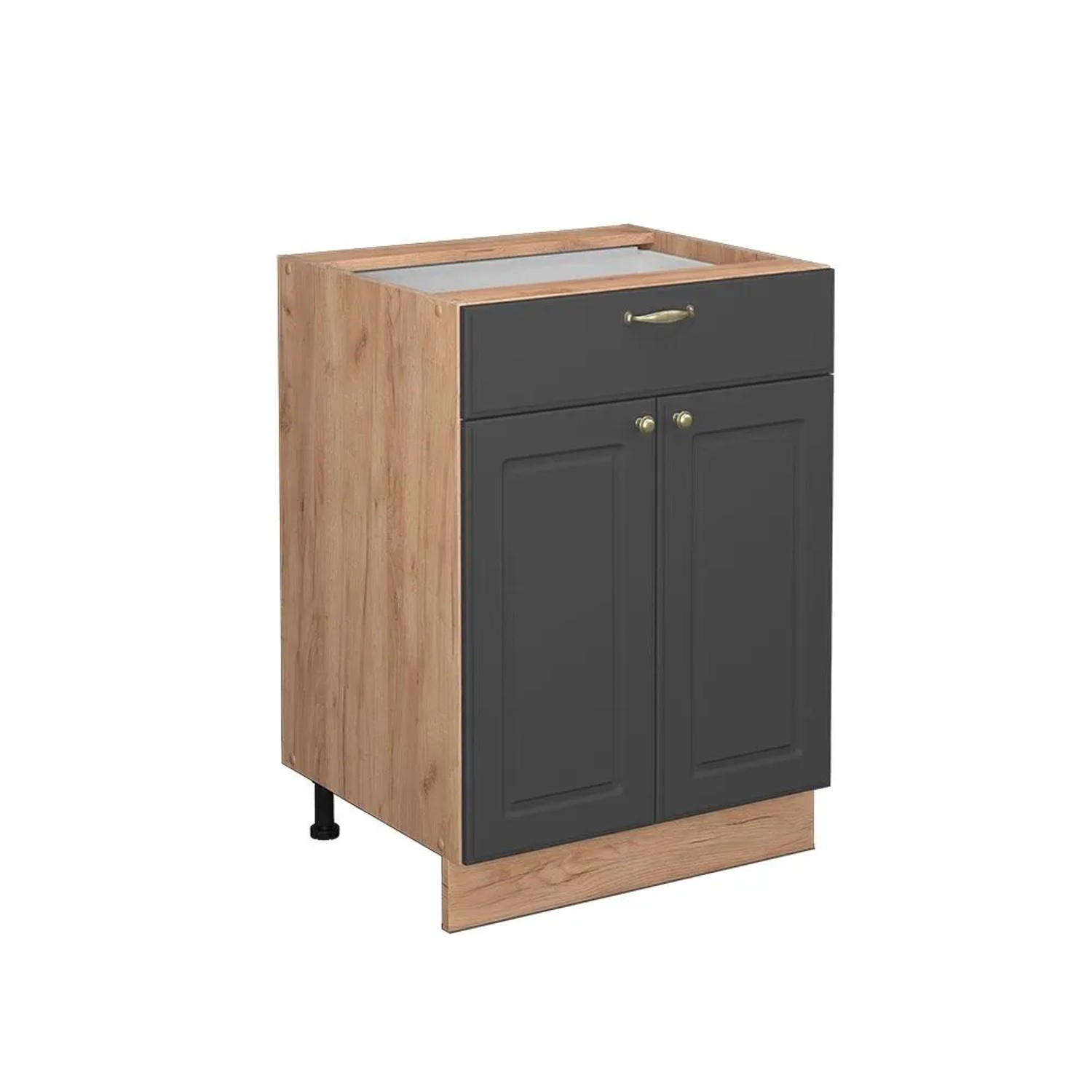 Vicco Küchenunterschrank Fame-Line Anthrazit-Gold Goldkraft Eiche 60 cm mit Schublade ohne Arbeitsplatte