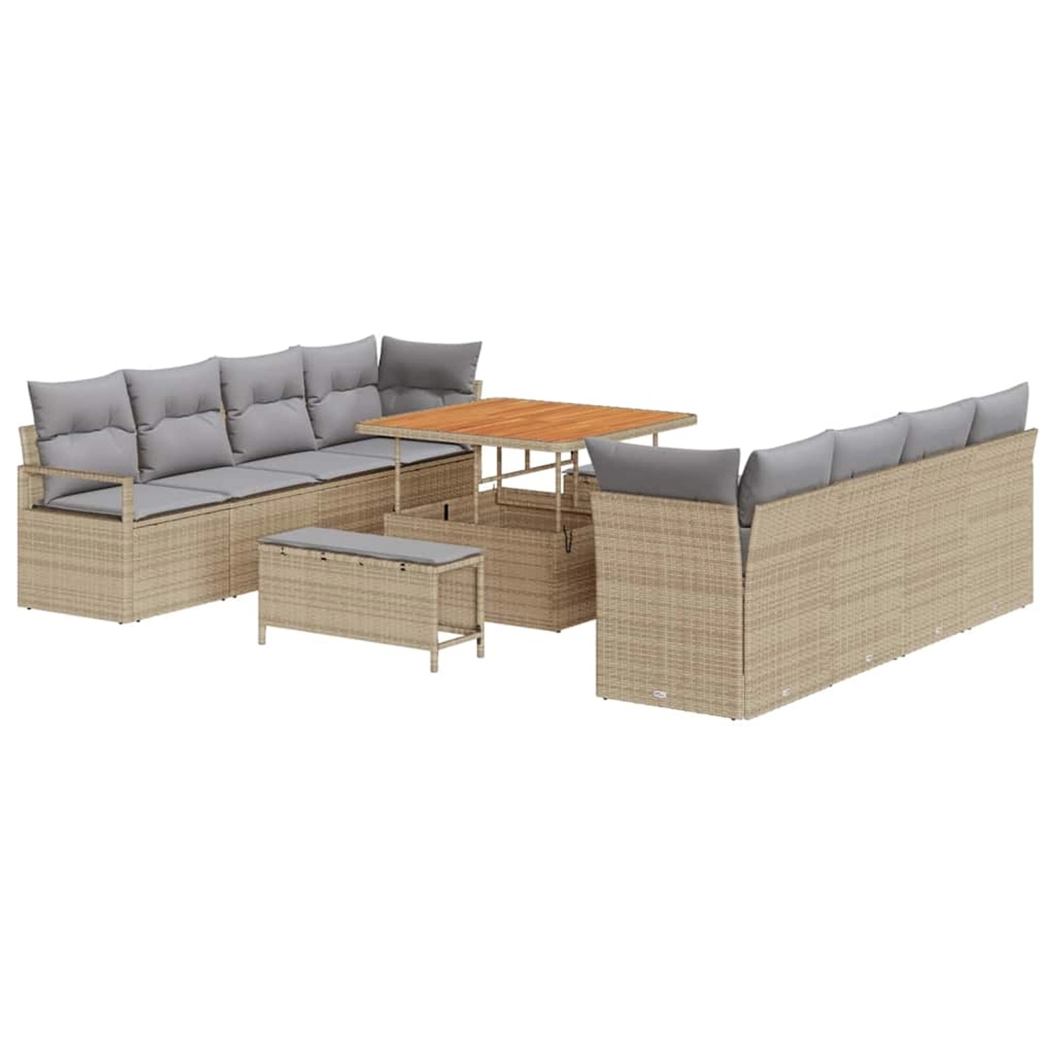 vidaXL 11-Teiliges Garten-Sofa-Set mit Kissen in Beige aus Poly Rattan und günstig online kaufen