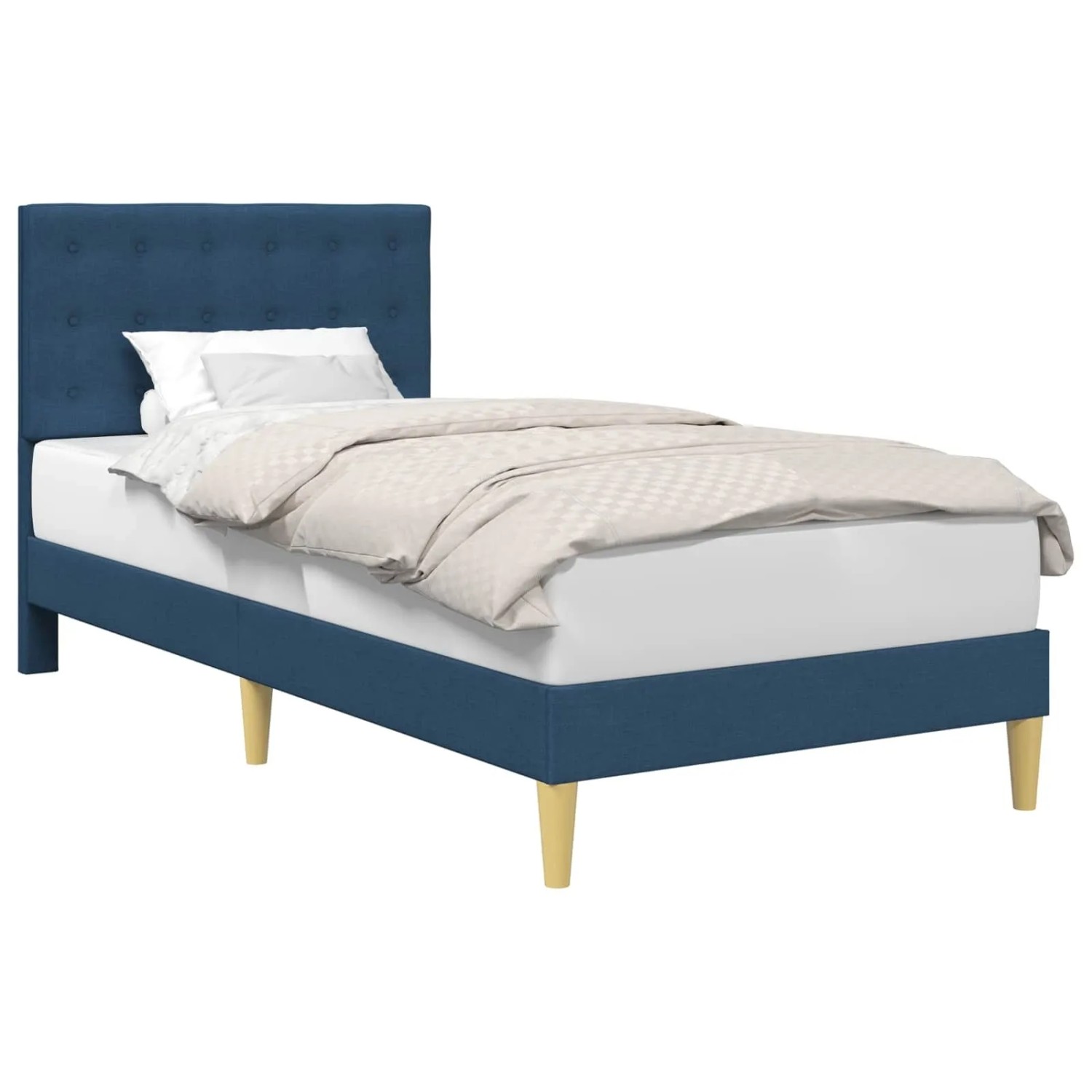 vidaXL Bettrahmen mit Kopfteil Blau 90 x 190 cm Stoff 42027766